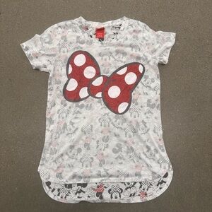 Disney Minnie Mouse Bow Kids T-Shirt - Red and Gray Size 10-12